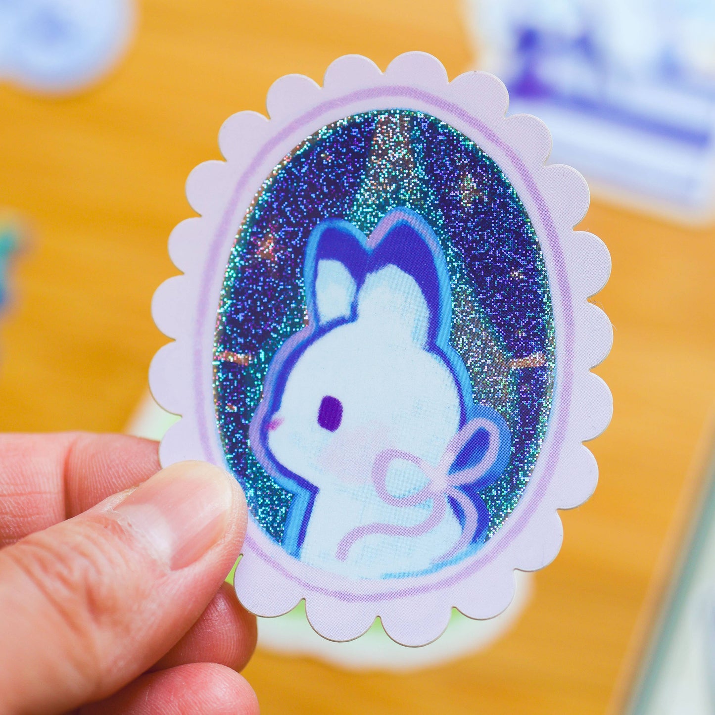 Holographic Portrait of a Rabbit Vinyl Sticker | Waterproof Bunny Decal