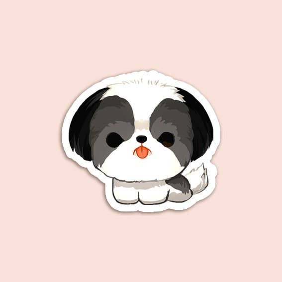 Black and White Shih Tzu Vinyl Sticker | Waterproof Dog Decal