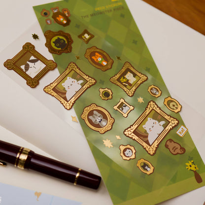Meowster Piece Gold Foil Sticker Sheet | Cute Cat Planner Stickers
