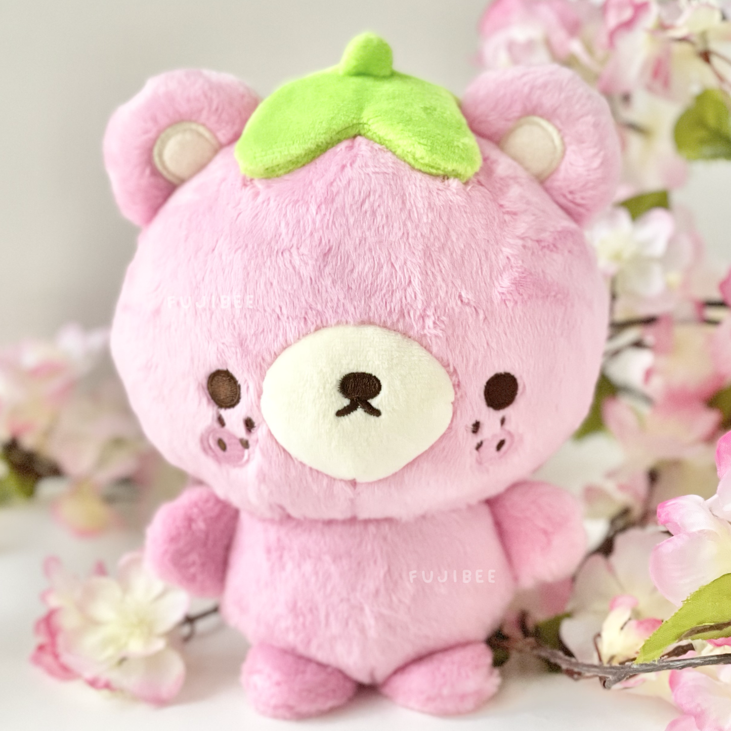 Fujibee 8” Strawberry Bear Plush – Barb Kawaii Soft Plush Stuffed Animal with Embroidery