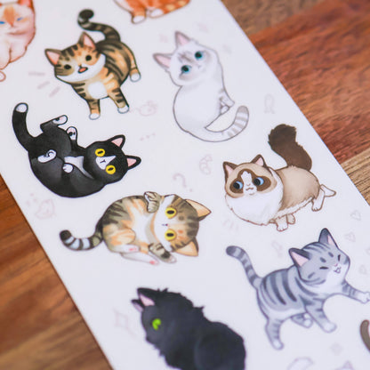 Neighborhood Cats Washi Sticker Sheet | Cute Cat Planner Stickers
