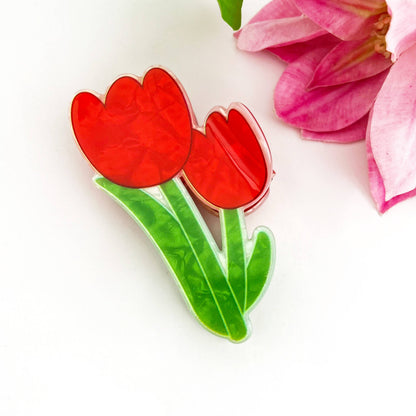 Sweet Floral Acrylic Printed Plant Hair Claw Clip