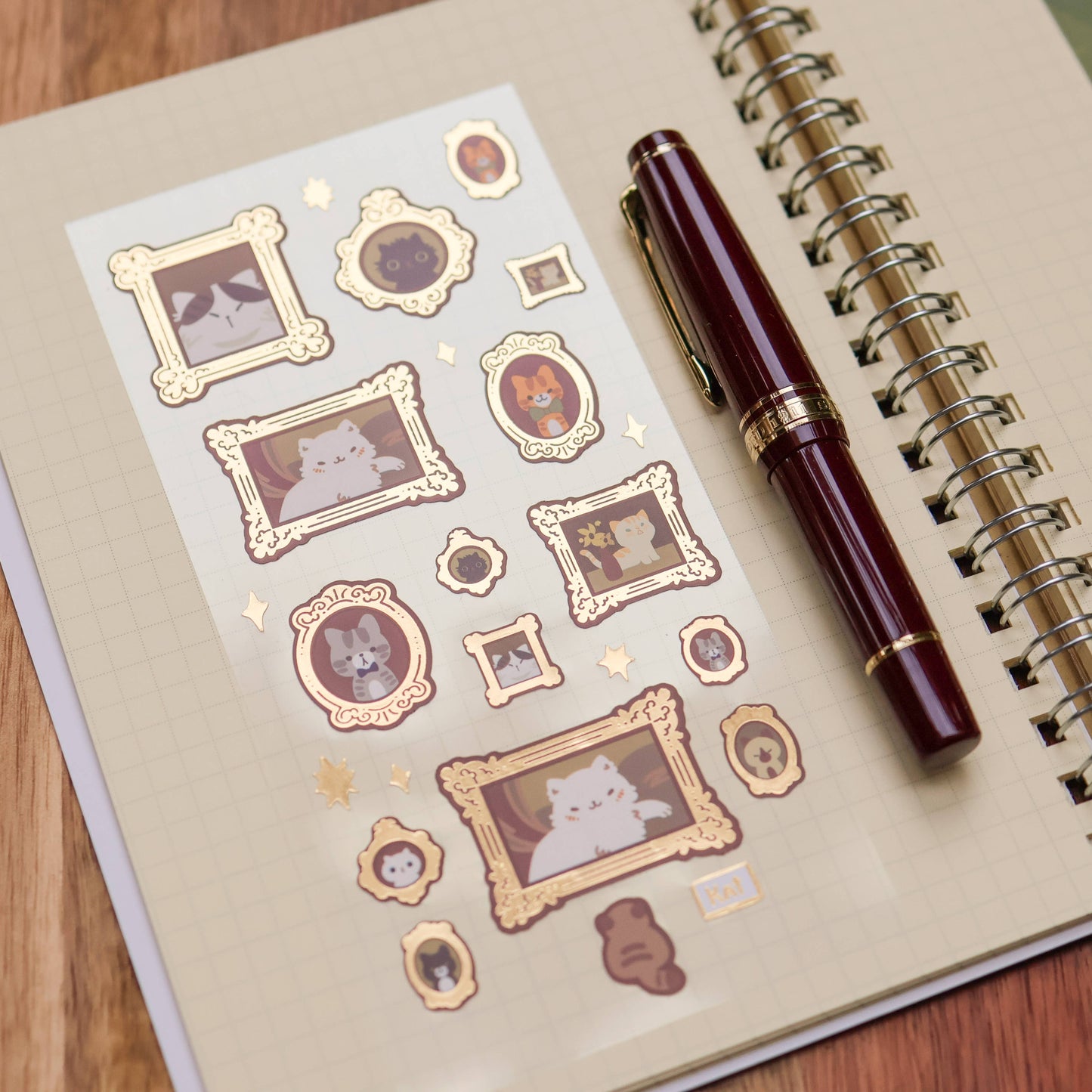 Meowster Piece Gold Foil Sticker Sheet | Cute Cat Planner Stickers
