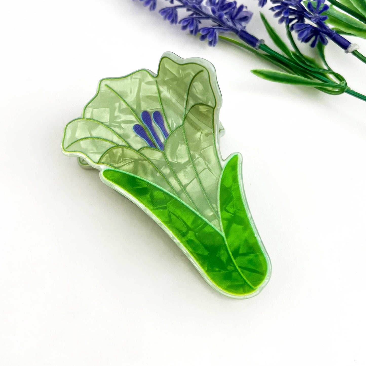 Sweet Floral Acrylic Printed Plant Hair Claw Clip