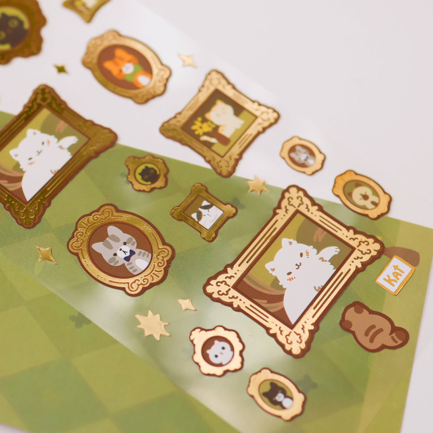 Meowster Piece Gold Foil Sticker Sheet | Cute Cat Planner Stickers