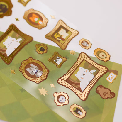Meowster Piece Gold Foil Sticker Sheet | Cute Cat Planner Stickers