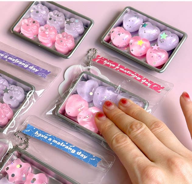 Sparkly Pastel Squishy Jelly Keyring | Cute Fidget Bag Charm