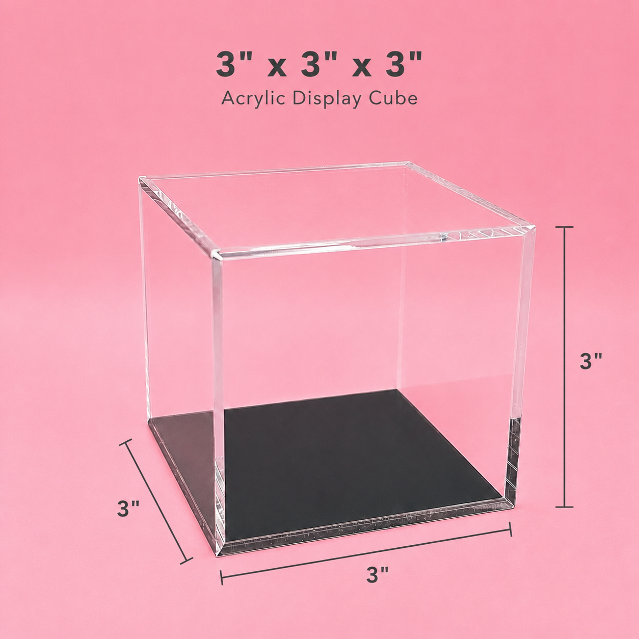 Clear Acrylic Display Case for Collectibles | Dustproof Display Box with Removable Lid | Available in 3" & 4"