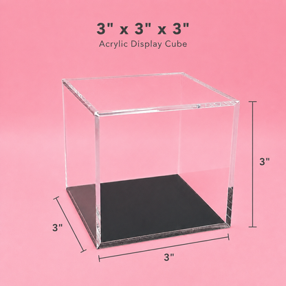 Clear Acrylic Display Case for Collectibles | Dustproof Display Box with Removable Lid | Available in 3" & 4"