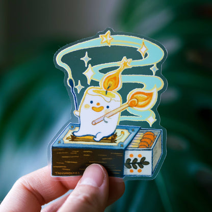 Transparent Marshmallow Candle Vinyl Sticker | Waterproof Clear Decal
