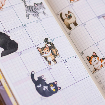 Neighborhood Cats Washi Sticker Sheet | Cute Cat Planner Stickers