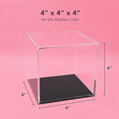 Clear Acrylic Display Case for Collectibles | Dustproof Display Box with Removable Lid | Available in 3" & 4"