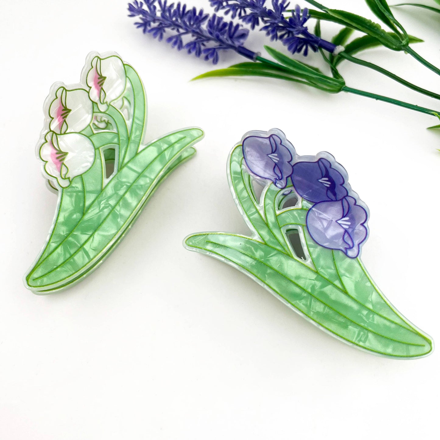 Sweet Floral Acrylic Printed Plant Hair Claw Clip