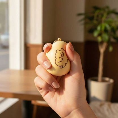 Kawaii Bear Bread Squishy Keychain | Soft Fidget Bag Charm
