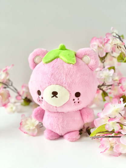 Fujibee 8” Strawberry Bear Plush – Barb Kawaii Soft Plush Stuffed Animal with Embroidery