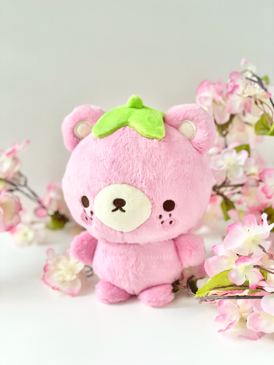 Fujibee 8” Strawberry Bear Plush – Barb Kawaii Soft Plush Stuffed Animal with Embroidery