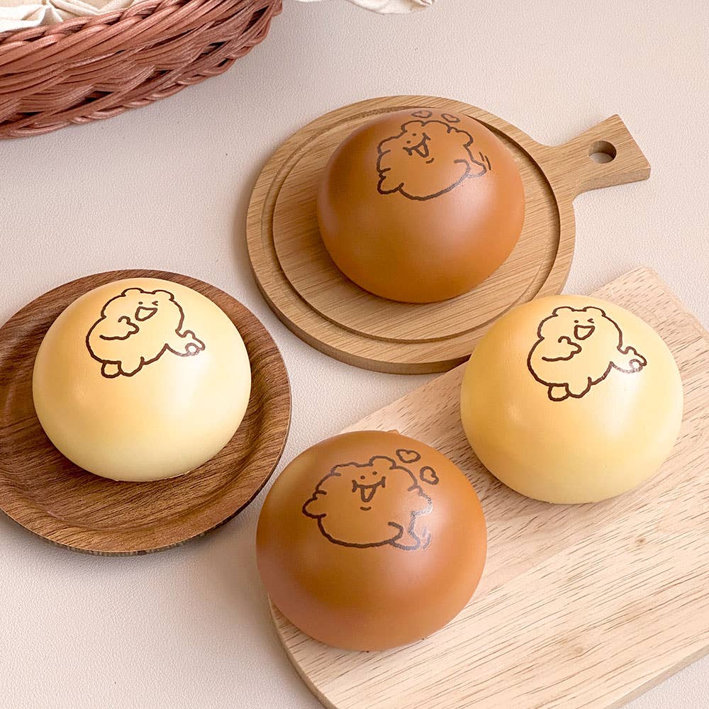 Kawaii Bear Bread Squishy Keychain | Soft Fidget Bag Charm