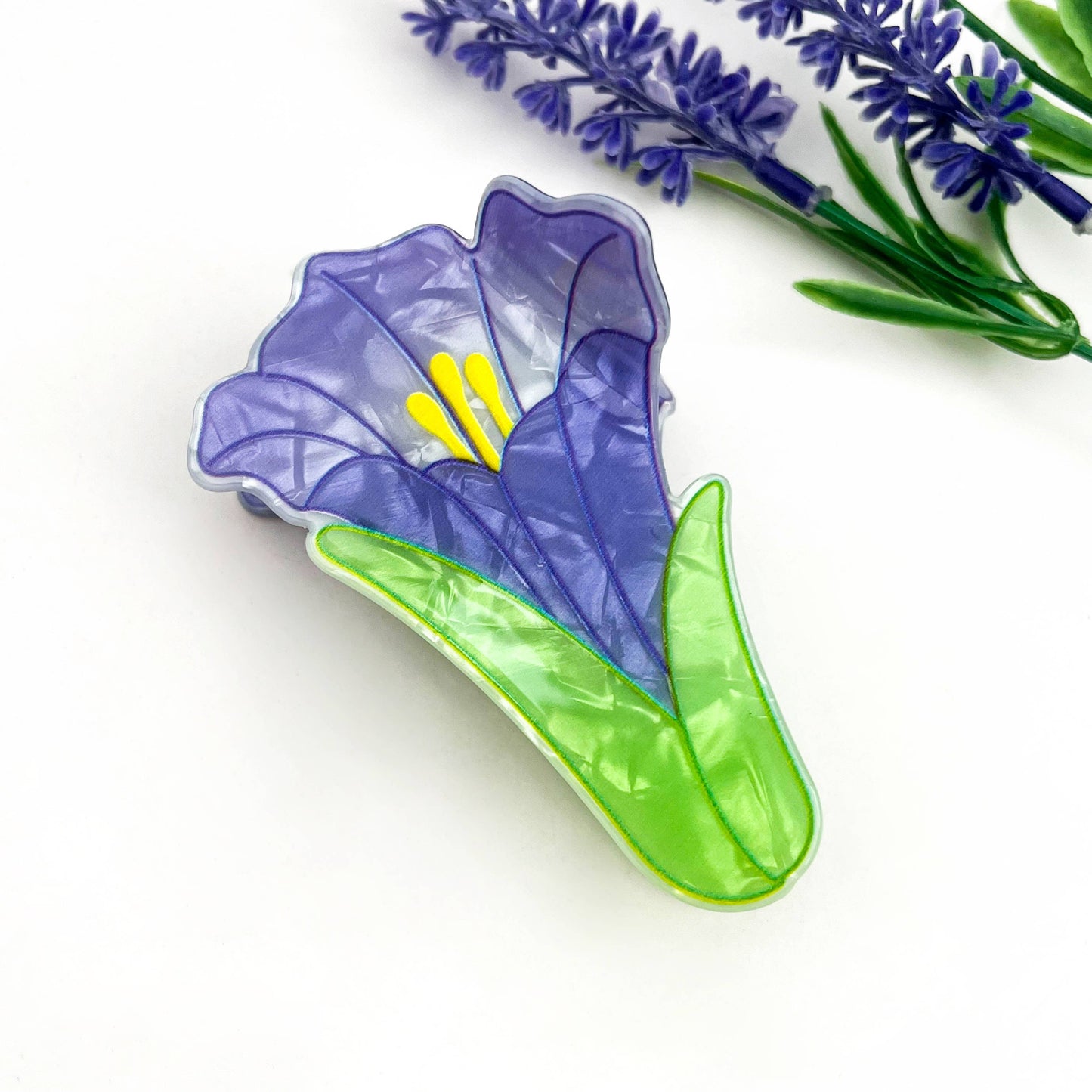 Sweet Floral Acrylic Printed Plant Hair Claw Clip