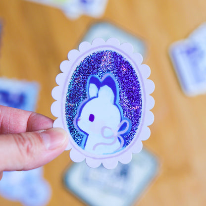 Holographic Portrait of a Rabbit Vinyl Sticker | Waterproof Bunny Decal