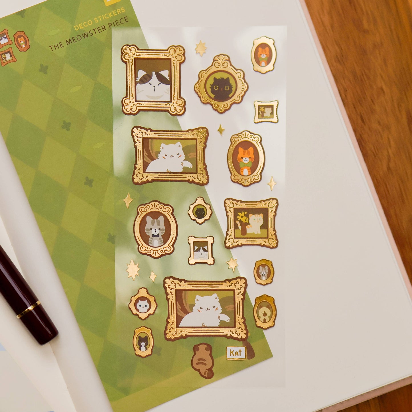 Meowster Piece Gold Foil Sticker Sheet | Cute Cat Planner Stickers