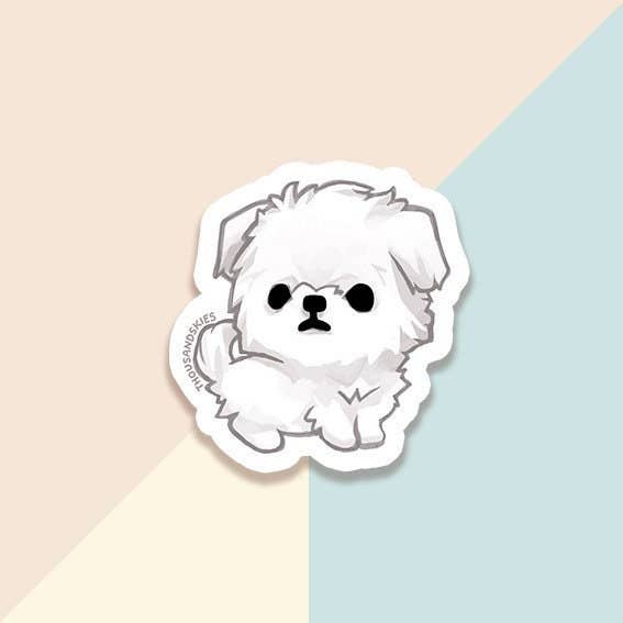 Maltese Vinyl Sticker | Waterproof Cute Dog Decal