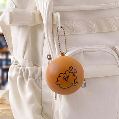 Kawaii Bear Bread Squishy Keychain | Soft Fidget Bag Charm