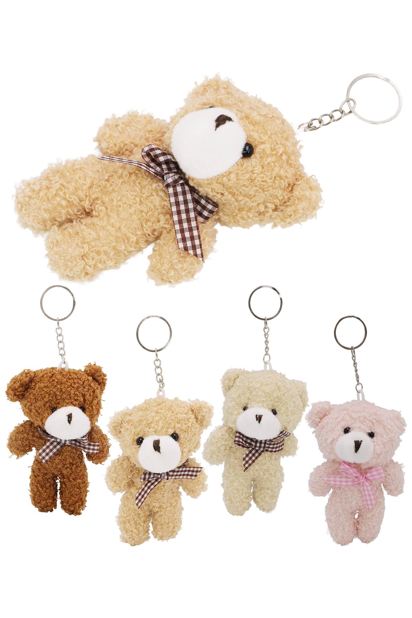 Teddy Bear Fuzzy Terry Fleece Stuffed Key Chain