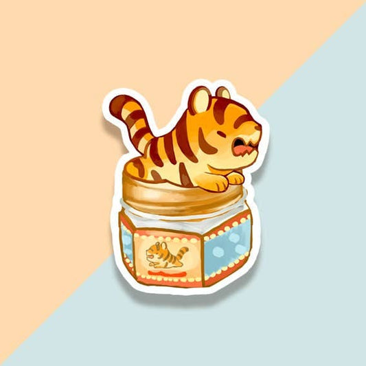 Vinyl Sticker Tiger Cub Jar