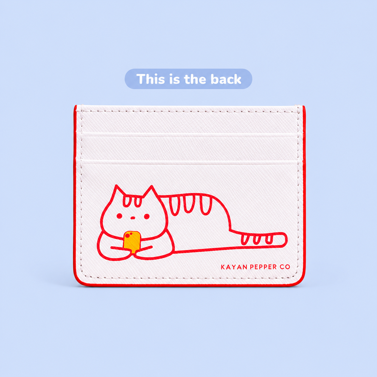 Doom Scrolling Cat Saffiano Leather Card Holder | Cute Cat Wallet