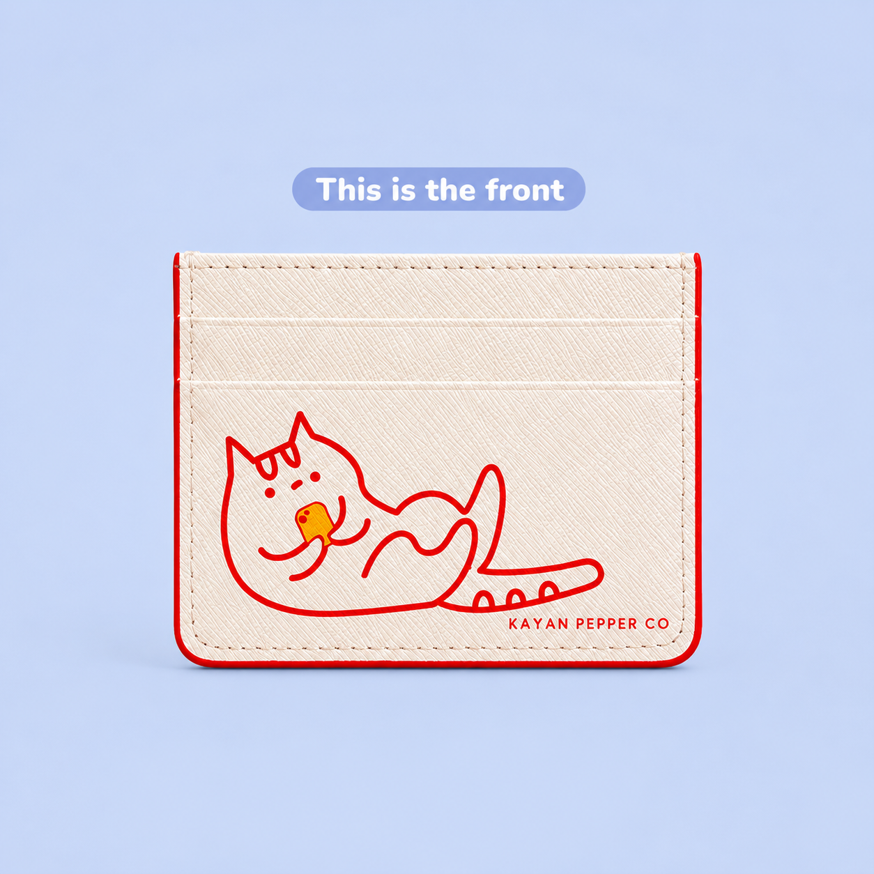 Doom Scrolling Cat Saffiano Leather Card Holder | Cute Cat Wallet