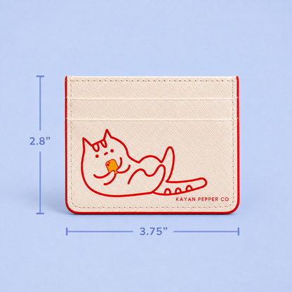 Doom Scrolling Cat Saffiano Leather Card Holder | Cute Cat Wallet
