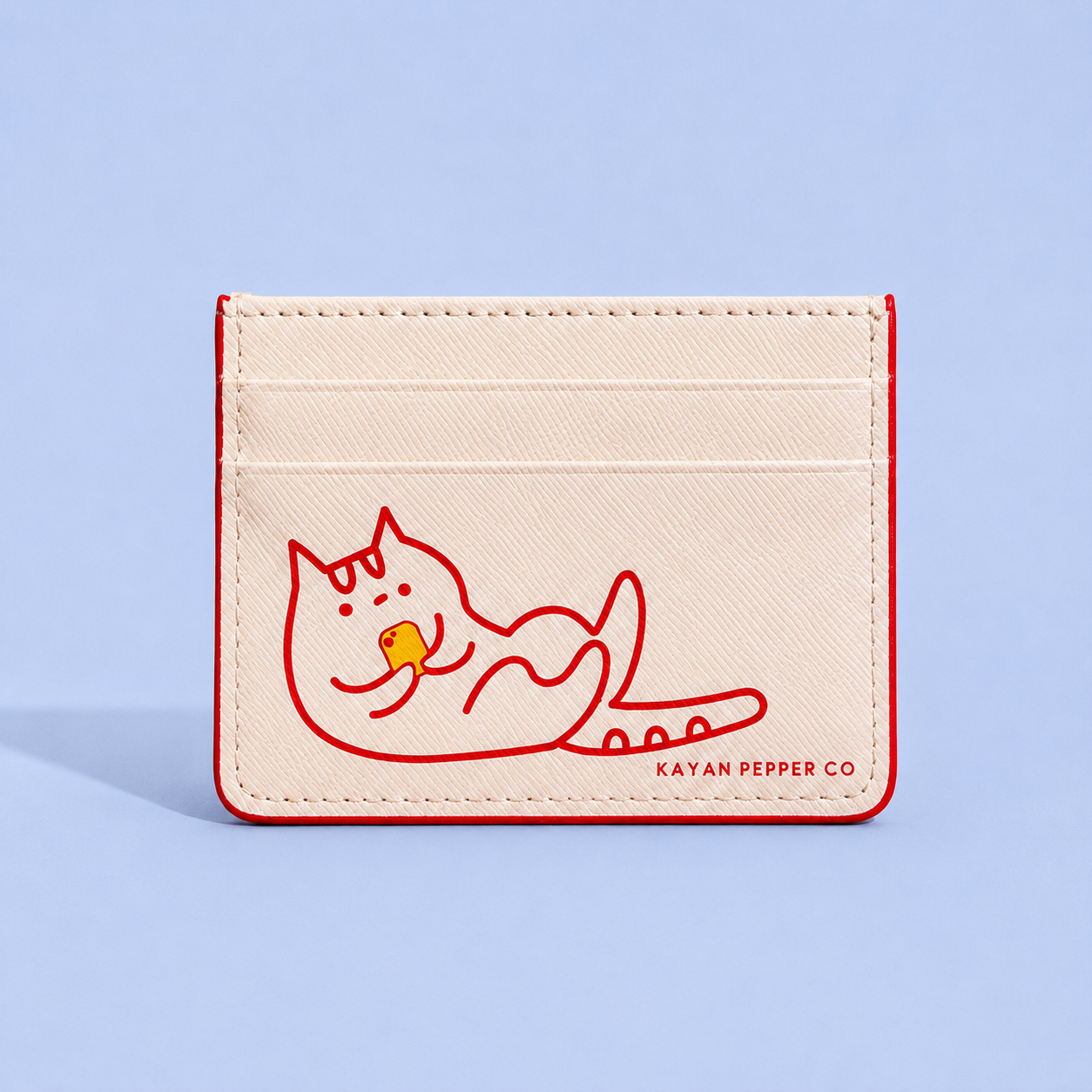Doom Scrolling Cat Saffiano Leather Card Holder | Cute Cat Wallet