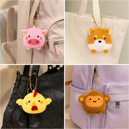 12 Zodiac Friends Plush Keychain | Cute Chinese Zodiac Plush Bag Charm