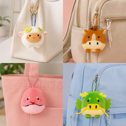 12 Zodiac Friends Plush Keychain | Cute Chinese Zodiac Plush Bag Charm