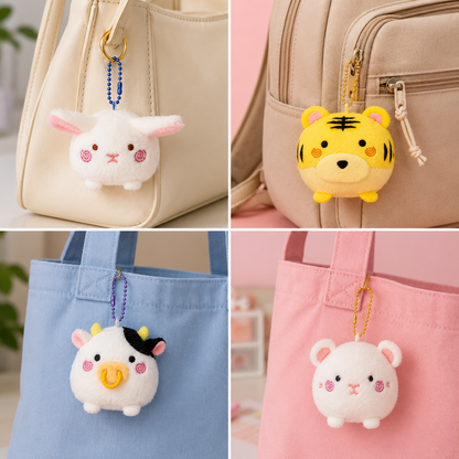 12 Zodiac Friends Plush Keychain | Cute Chinese Zodiac Plush Bag Charm
