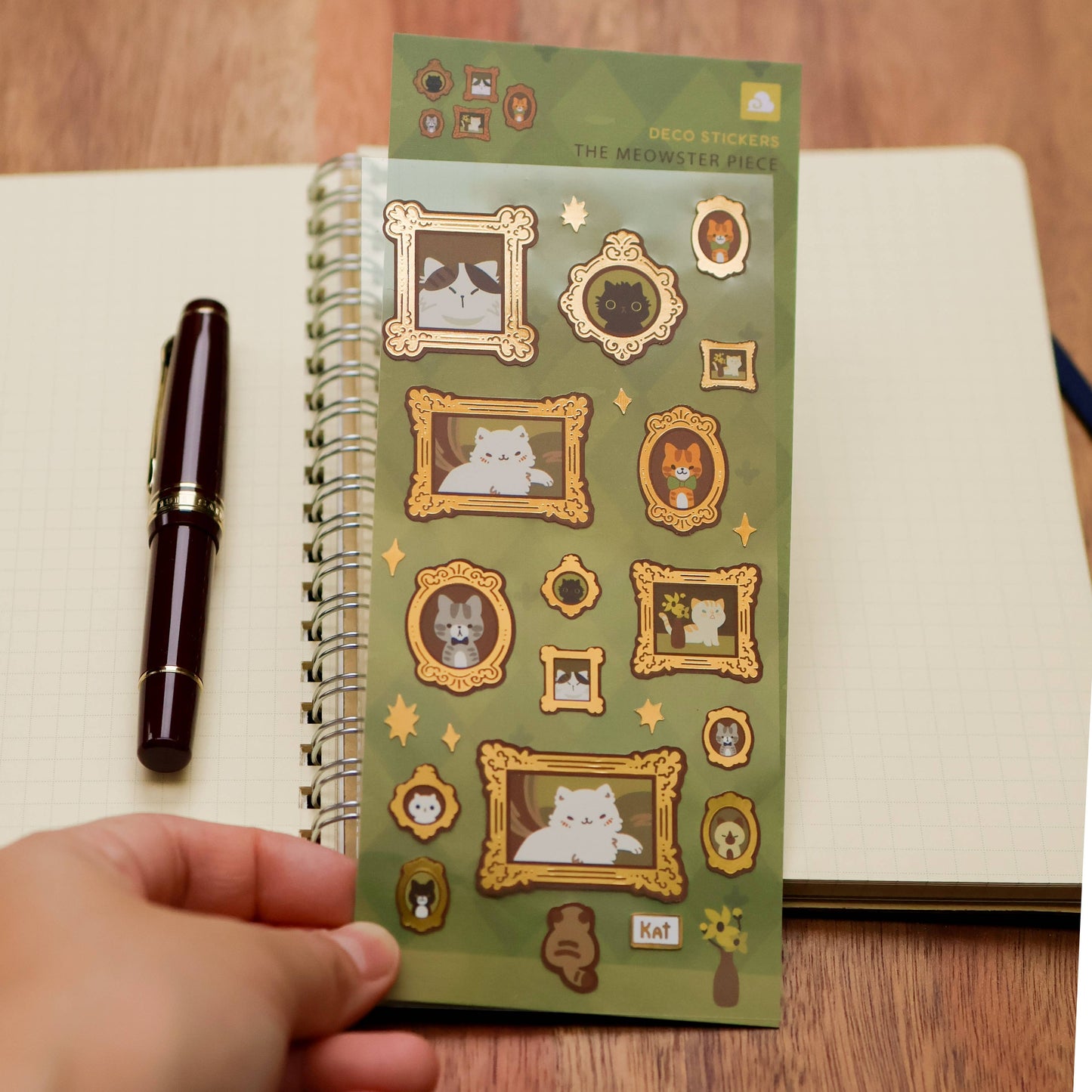 Meowster Piece Gold Foil Sticker Sheet | Cute Cat Planner Stickers