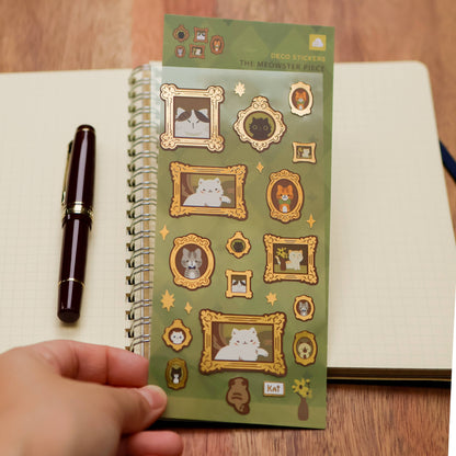 Meowster Piece Gold Foil Sticker Sheet | Cute Cat Planner Stickers