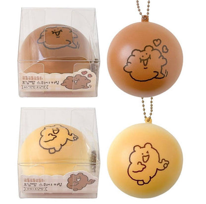 Kawaii Bear Bread Squishy Keychain | Soft Fidget Bag Charm