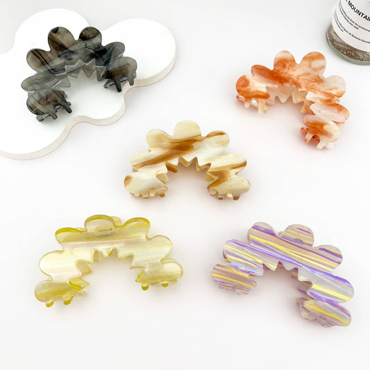 Elegant Wave Flower Acetate Hair Claw Clip