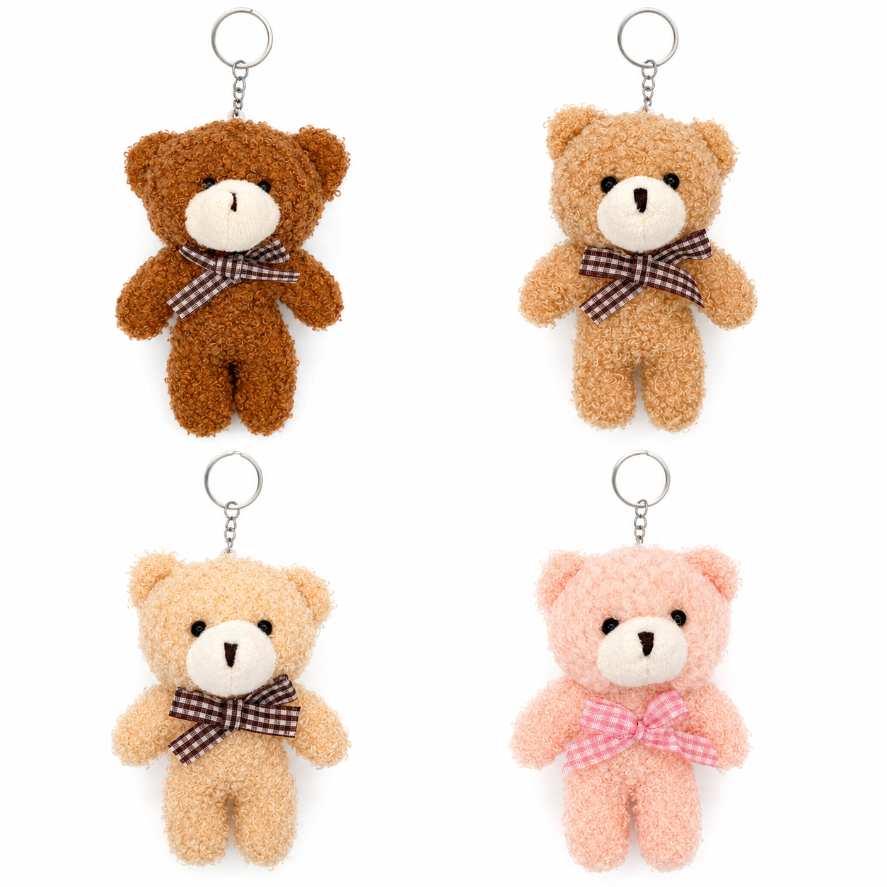 Teddy Bear Plush Keychain – Soft Fleece Bag Charm Gift