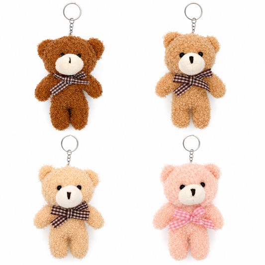 Teddy Bear Plush Keychain – Soft Fleece Bag Charm Gift