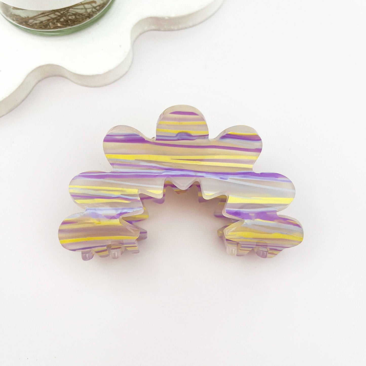 Elegant Wave Flower Acetate Hair Claw Clip