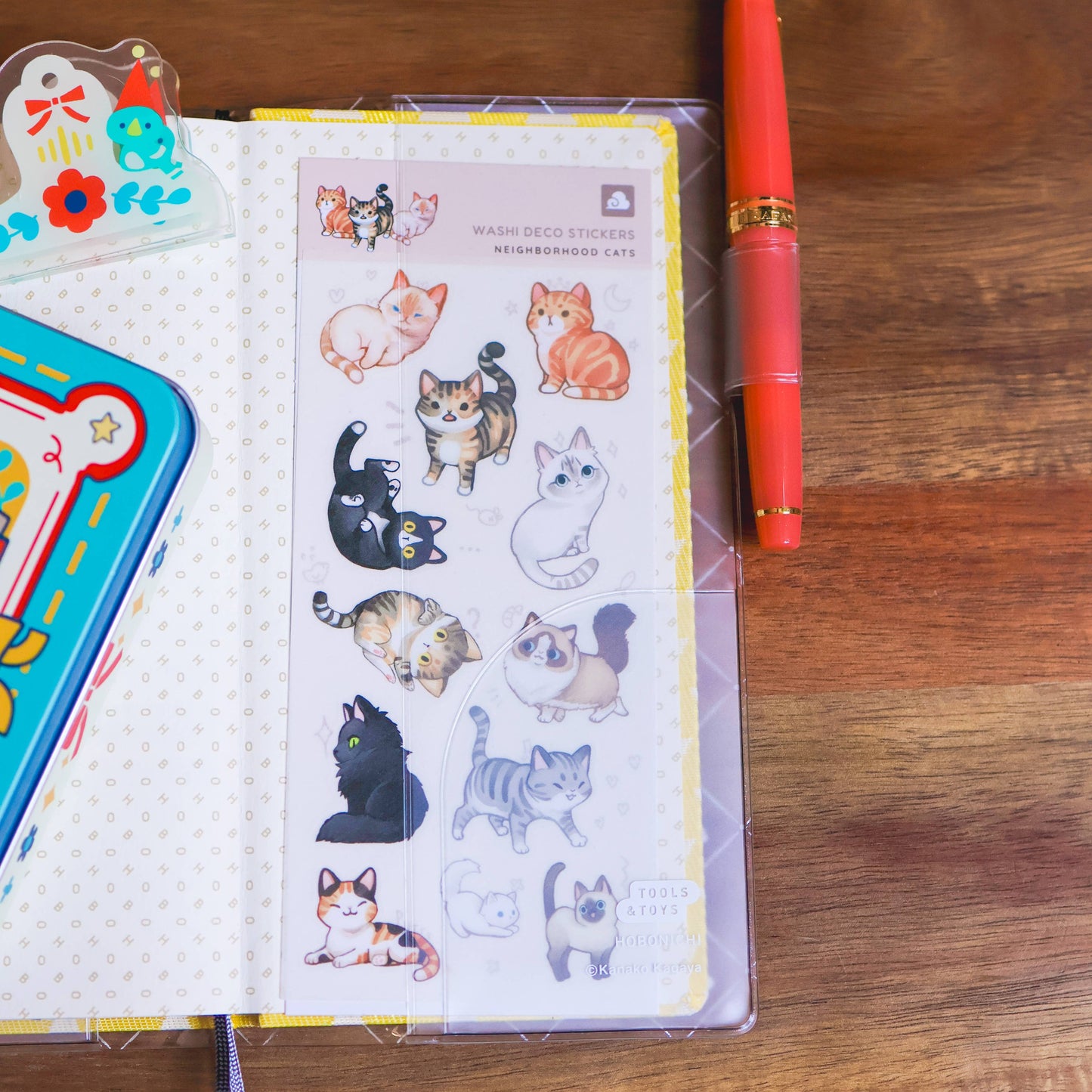 Neighborhood Cats Washi Sticker Sheet | Cute Cat Planner Stickers