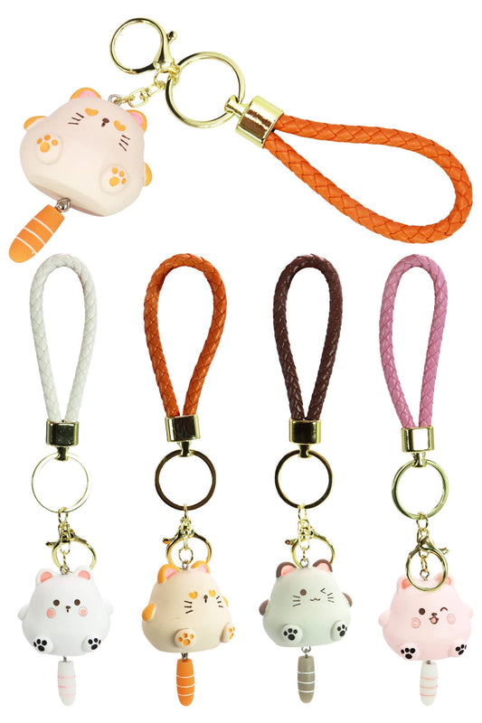 Chubby Kitty Cat Matte Key Rings