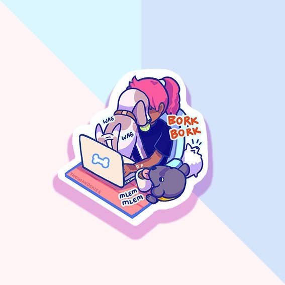 Working From Home with Dogs Vinyl Sticker | Waterproof Dog Decal